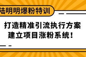 陆明明爆粉特训：打造精准引流执行方案，建立项目涨粉系统！