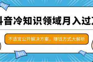 抖音冷知识领域月入过万项目，不适宜公开解决方案 ，抖音赚钱方式大解析！