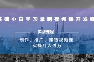 0基础小白学习录制视频课开发赚钱：制作、推广、赚钱视频课 实操月入过万