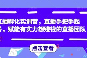 直播孵化实训营，直播手把手起号，赋能有实力想赚钱的直播团队