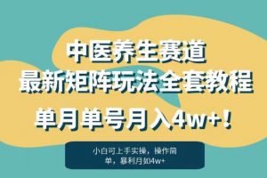 暴利赛道中医养生赛道最新矩阵玩法，单月单号月入4w+！【揭秘】