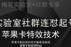 梅花实验室社群视频号连怼起号玩法，最新苹果卡特效技术