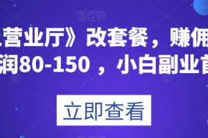 《线上营业厅》改套餐，赚佣金一旦利润80-150，小白副业首选【揭秘】