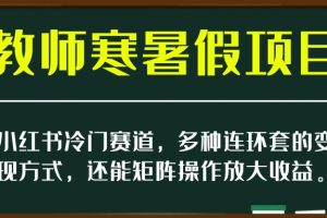 小红书冷门赛道，教师寒暑假项目，多种连环套的变现方式，还能矩阵操作放大收益【揭秘】