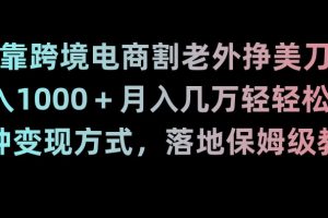 靠跨境电商割老外挣美刀，日入1000＋月入几万轻轻松松！多种变现方式，落地保姆级教程【揭秘】