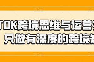 TIKTOK跨境思维与运营实操课，只做有深度的跨境知识