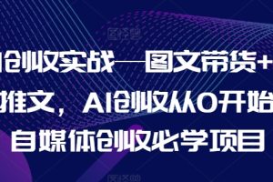 AI创收实战—图文带货+小说推文，AI创收从0开始，自媒体创收必学项目