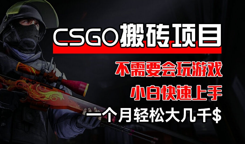 CSGO 装备搬砖项目，操作简单，不需要会玩游戏，小白也能快速上手，一个月轻松大几千【揭秘】