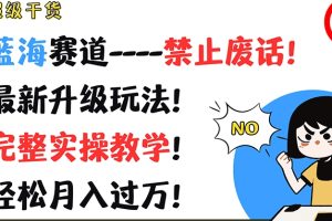 超级干货，蓝海赛道-禁止废话，最新升级玩法，完整实操教学，轻松月入过万【揭秘】