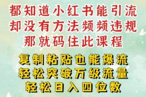 小红书靠复制粘贴一周突破万级流量池干货，以减肥为例，每天稳定引流变现四位数【揭秘】