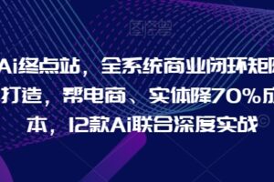 Ai终点站，全系统商业闭环矩阵打造，帮电商、实体降70%成本，12款Ai联合深度实战【0906更新】