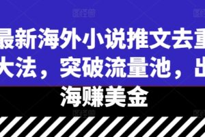 最新海外小说推文去重大法，突破流量池，出海赚美金