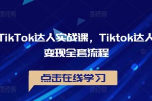 TikTok达人实战课，Tiktok达人变现全套流程