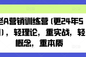 老A营销训练营(更24年8月)，轻理论，重实战，轻概念，重本质