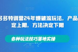 拼多多特训营24年爆破流玩法，产品决定上限，方法决定下限，各种玩法技巧落地实操