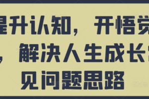 提升认知，开悟觉醒，解决人生成长常见问题思路