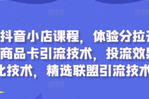 最新抖音小店课程，体验分拉升技术，商品卡引流技术，投流效果优化技术，精选联盟引流技术