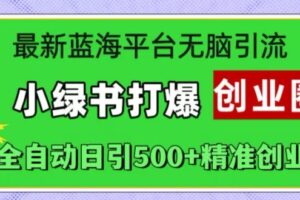 最新蓝海平台无脑引流，小绿书打爆创业圈，全自动日引500+精准创业粉