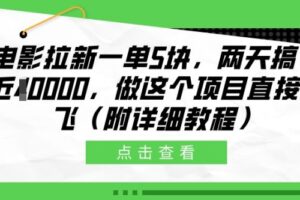 电影拉新一单5块，两天搞了近1个W，做这个项目直接起飞(附详细教程)【揭秘】