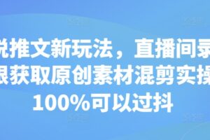 小说推文新玩法，直播间录屏无限获取原创素材混剪实操，100%可以过抖