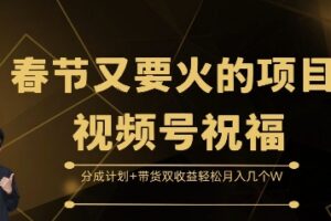 春节又要火的项目视频号祝福，分成计划+带货双收益，轻松月入几个W【揭秘】