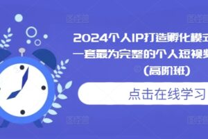 2024个人IP打造孵化模式流程课，一套最为完整的个人短视频落地课程(高阶班)