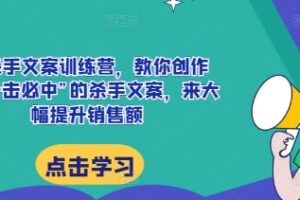 AI杀手文案训练营，教你创作出“一击必中”的杀手文案，来大幅提升销售额