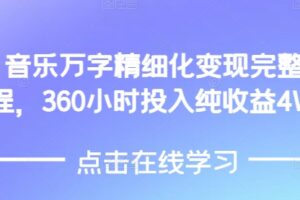 AI音乐精细化变现完整教程，360小时投入纯收益4W