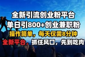 全新引流创业粉平台 单日引800+，创业兼职粉，操作简单，每天仅需8分钟【仅揭秘】