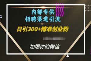 内部招聘渠道日引流300+创业粉，加爆你的微信【揭秘】