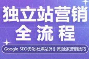 独立站营销全流程，Google SEO优化，社媒站外引流，独家营销技巧